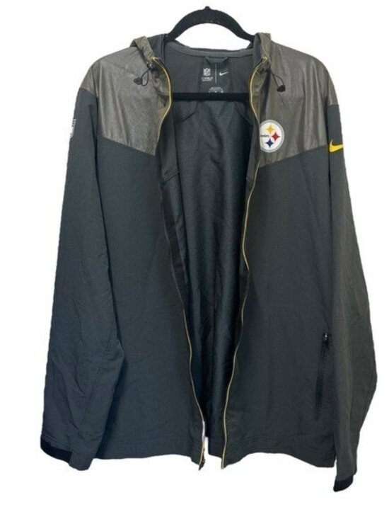 Nike Steelers On Field Jacket XL Full Zip Hooded NFL Black 597674-032 FLAW sssss - Picture 3 of 11